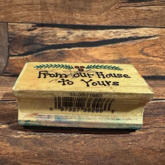 From Our House To Yours Rubber Stamp Wooden Mounted Christmas Crafts Scrapbooks - Picture 5 of 9